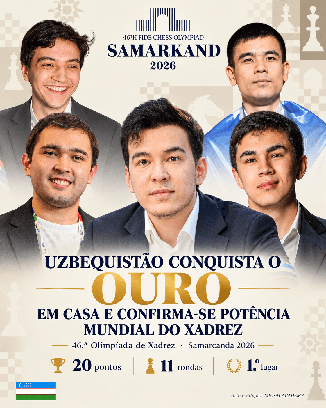 Uzbequistão conquista o ouro em casa e confirma-se potência mundial do xadrez